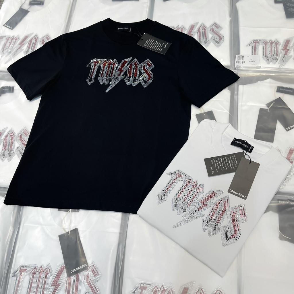 Áo Phông Nam DSQ Chữ Đính Đá Cực Hót - Áo Thun Nam Chữ Đính Đá Hàng Cao Cấp