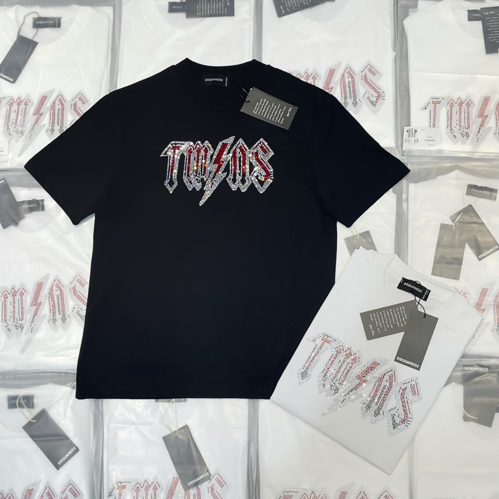 Áo Phông Nam DSQ Chữ Đính Đá Cực Hót - Áo Thun Nam Chữ Đính Đá Hàng Cao Cấp