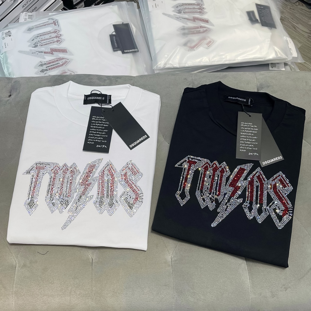 Áo Phông Nam DSQ Chữ Đính Đá Cực Hót - Áo Thun Nam Chữ Đính Đá Hàng Cao Cấp