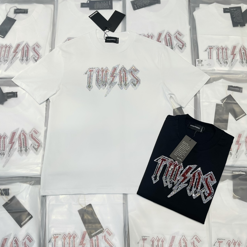 Áo Phông Nam DSQ Chữ Đính Đá Cực Hót - Áo Thun Nam Chữ Đính Đá Hàng Cao Cấp