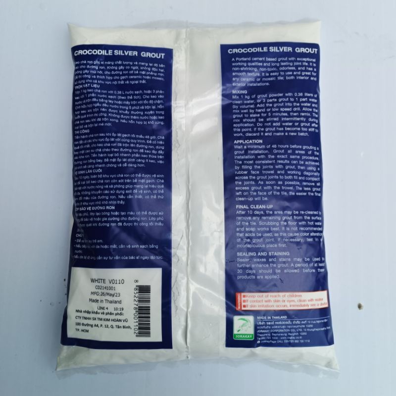Men keo bột chà ron gạch hiệu Cá Sấu trét ron kẻ gạch ốp lát nhà về sinh hàng nhập khẩu Thái Lan chính hãng 1kg