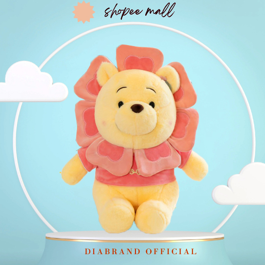 Gấu Bông Pooh Vàng Diabrand Vòng Hoa Siêu Đáng Yêu Cho Bé