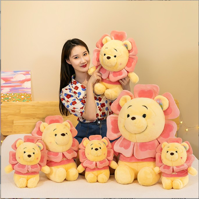 Gấu Bông Pooh Vàng Diabrand Vòng Hoa Siêu Đáng Yêu Cho Bé