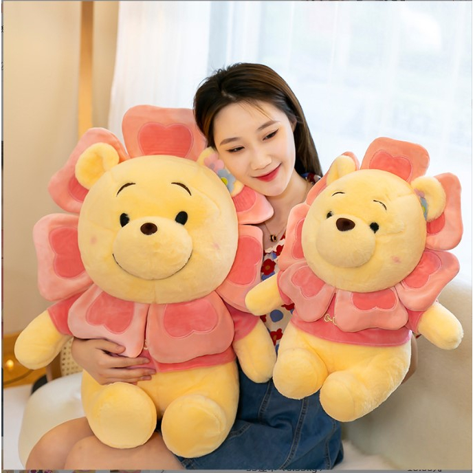 Gấu Bông Pooh Vàng Diabrand Vòng Hoa Siêu Đáng Yêu Cho Bé