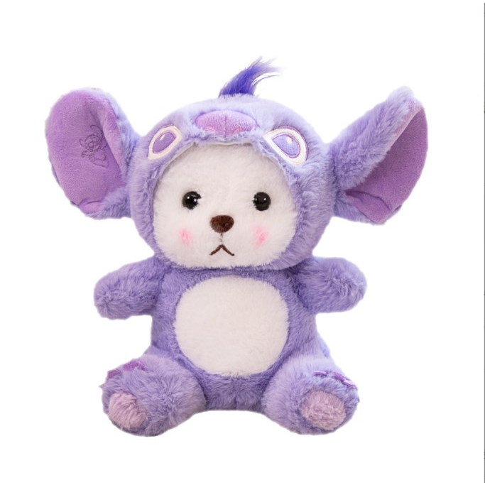 Gấu Bông Teddy LENA Mặc Áo Tím Stick Siêu Xinh, Lông Thỏ Mềm Mịn