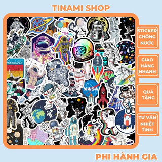 50 Hình dán Sticker phi hành gia trang trí mũ bảo hiểm xe máy laptop điện thoại vali chống nước bền màu