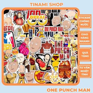 Bộ 50 Sticker Saitama Anime One Punch Man Cú đấm hủy diệt trang trí decor điện thoại laptop vali máy tính mũ bảo hiểm