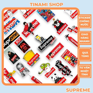 Bộ 50 Sticker Supreme hình dán chống nước trang trí điện thoại laptop xe máy nón bảo hiểm vali điện thoại laptop
