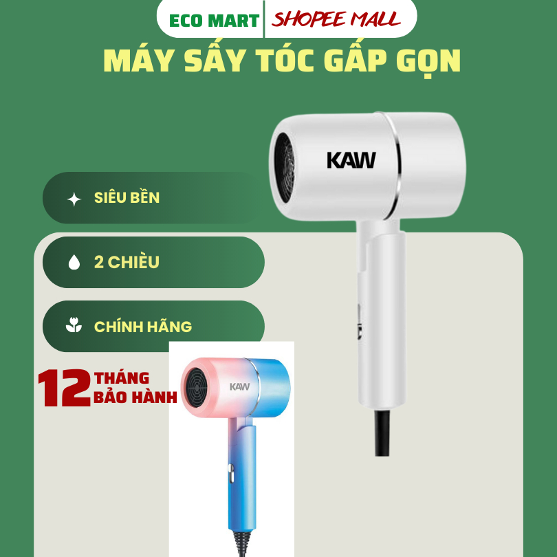 Máy Sấy Tóc KAW Gấp Gọn, Máy sấy tóc Công Suất Lớn, tạo kiểu tóc chuyên nghiệp chuẩn salon