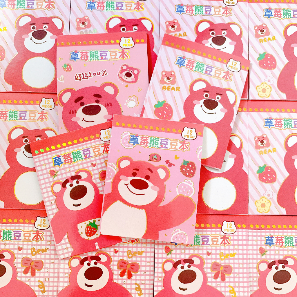 Sticker gấu dâu cute dán mũ bảo hiểm hình dán cute trang trí ly điện thoại sách ghi chú dễ thương
