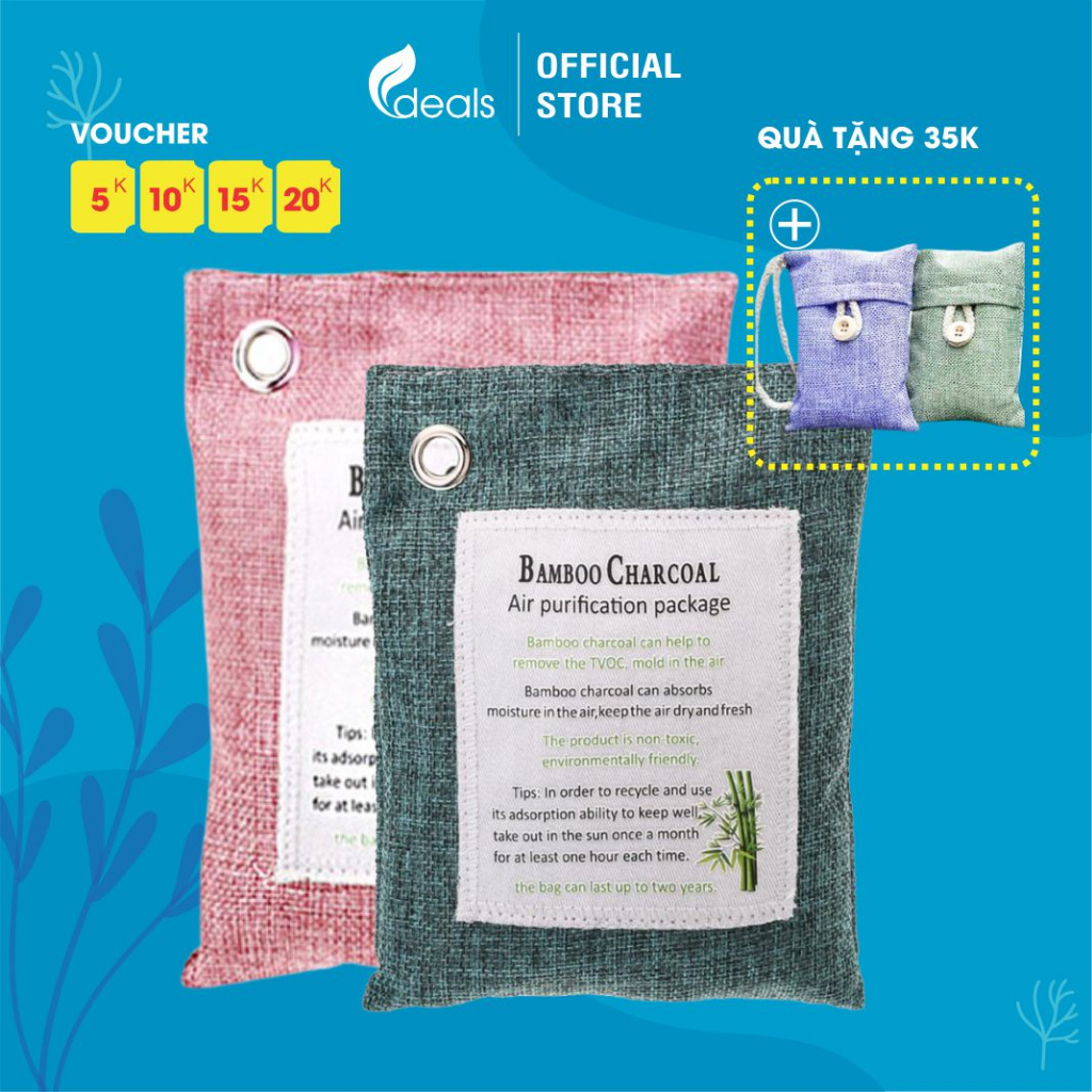 Combo 2 Túi Than Hoạt Tính ECODEALS 200g - Khử mùi, Chống nấm mốc, vi khuẩn, khí độc đến 2 năm