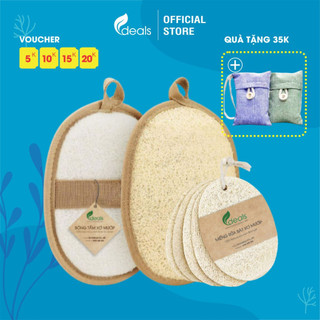 Combo 02 bông tắm xơ mướp ecodeals 100% hữu cơ - tặng 1 xơ mướp rửa chén - tẩy da chết, massage siêu đã
