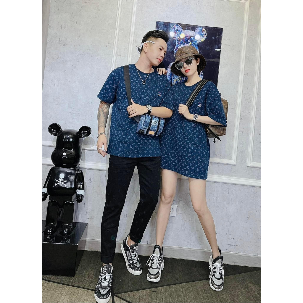 Áo phông cộc tay nam nữ mặc đôi hoạ tiết L.V hoa 3D in kín áo phong cách hàn quốc trẻ trung cá tính