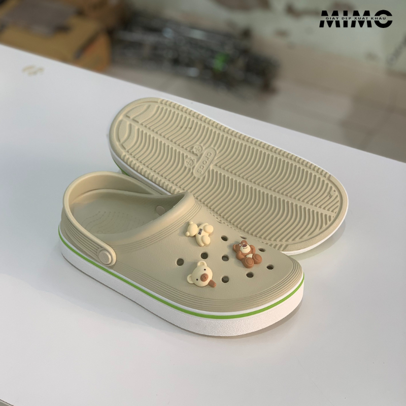 Tặng kèm jibit, Dép sục Band Clean màu kem êm nhẹ, đế ma sát chống trơn trượt cho nam nữ