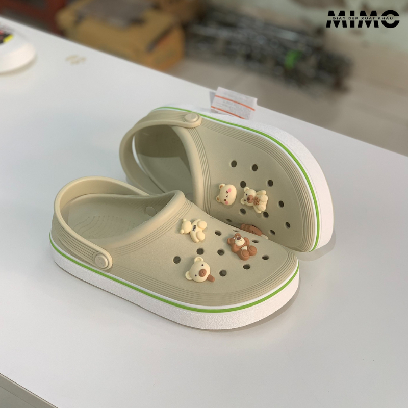 Tặng kèm jibit, Dép sục Band Clean màu kem êm nhẹ, đế ma sát chống trơn trượt cho nam nữ