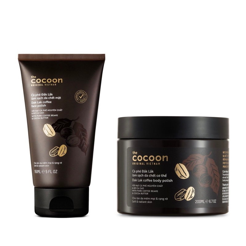 Combo Tẩy Da Chết Mặt Và Body Cà Phê Đắk Lắk Cocoon (150ml + 200ml)