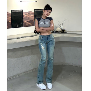 Quần jeans loe Y2k cạp thấp