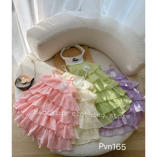 Bg481- váy tầng cổ yếm đính hoa hb bé gái