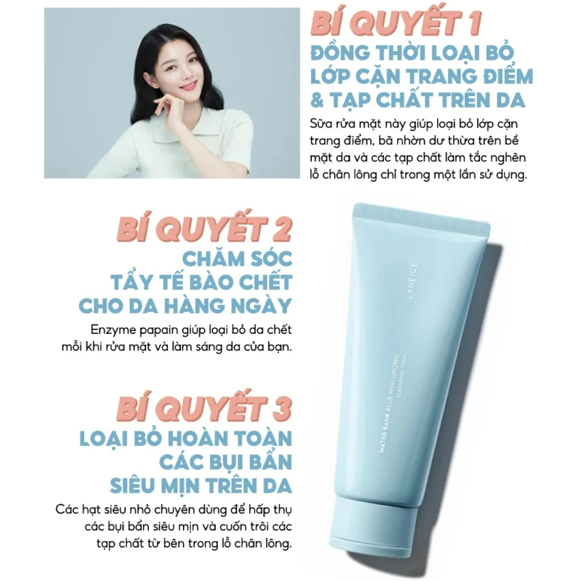 Sữa Rửa Mặt Dưỡng Ẩm LANEIGE Water Bank Blue HA Cleansing Foam 30g