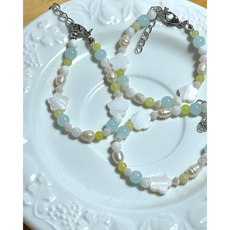 Vòng tay hạt đá - Jasmine 🩵