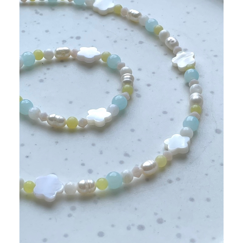 Vòng tay hạt đá - Jasmine 🩵