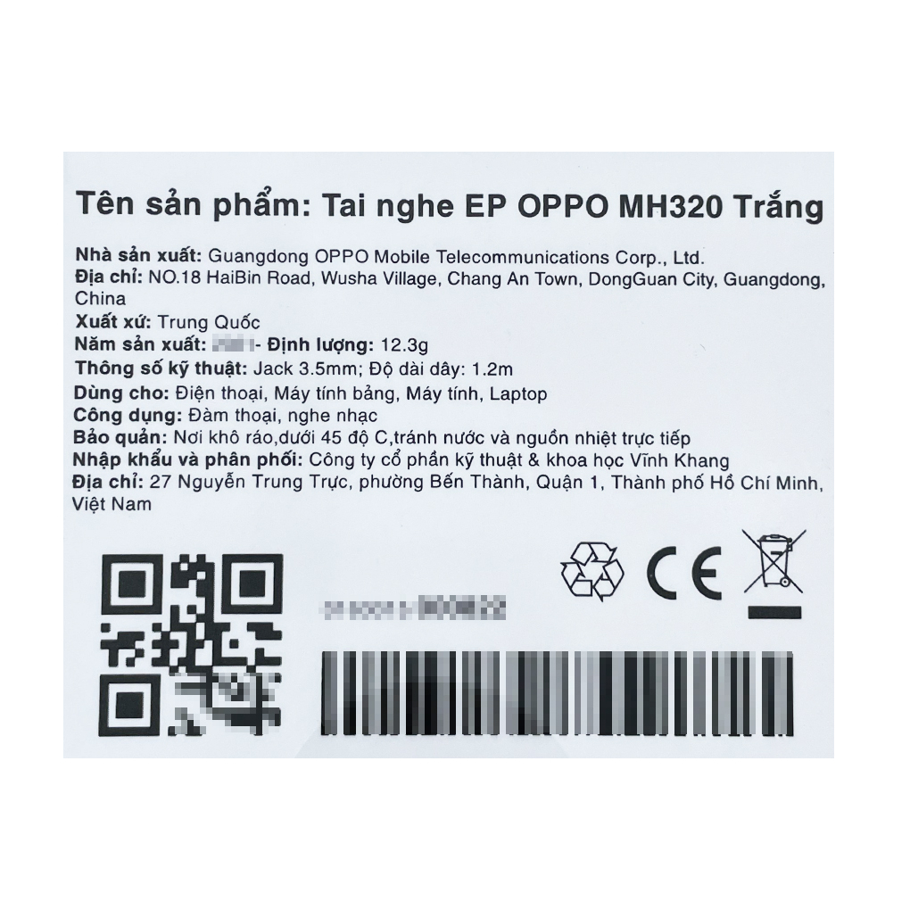Tai nghe Có Dây OPPO MH320 - Chính Hãng