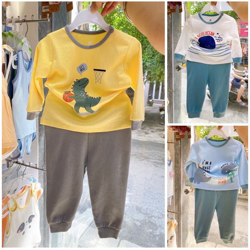 Bộ dài tay bé trai bộ dài tay bé gái thu đông Lullaby hoạ tiết con vật chất liệu dày dặn NH232V