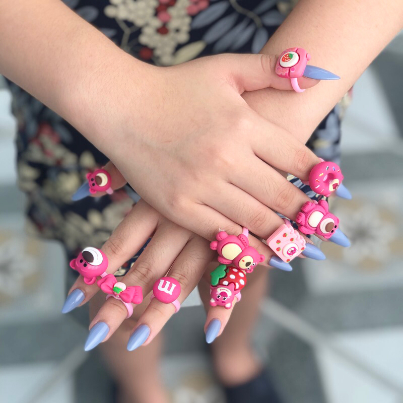 SET 10C NHẪN NHỰA GẤU DÂU CHO BÉ