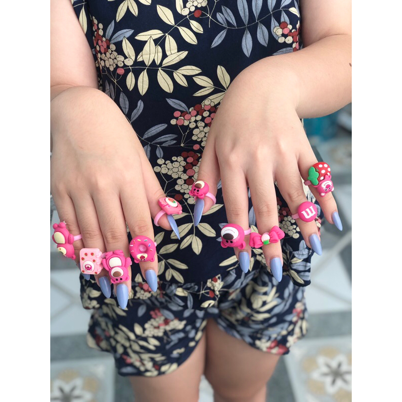 SET 10C NHẪN NHỰA GẤU DÂU CHO BÉ