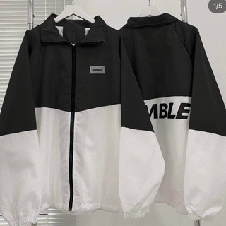 Áo khoác gió dumble phối 2 màu basic vải dù 2 lớp tay bông, áo khoác dù unisex nam nữ
