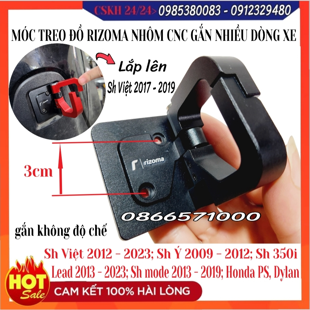 Móc Treo Đồ Rizoma Nhôm CNC Cao Cấp Hàng Chuẩn Gắn Được Nhiều Xe Tay Ga- Sản Phẩm Có Bảo Hành 12 Tháng- Ảnh Shop Tự Chụp