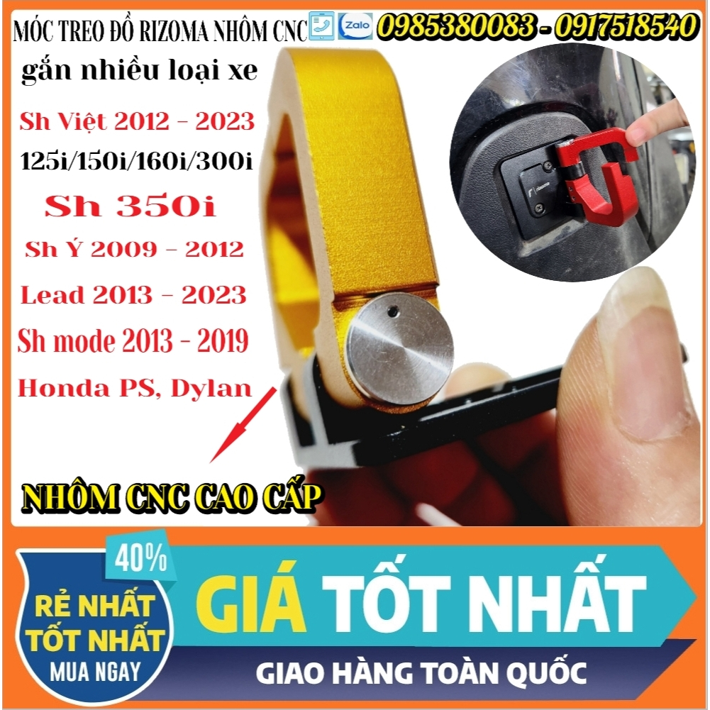 Móc Treo Đồ Rizoma Nhôm CNC Cao Cấp Hàng Chuẩn Gắn Được Nhiều Xe Tay Ga- Sản Phẩm Có Bảo Hành 12 Tháng- Ảnh Shop Tự Chụp