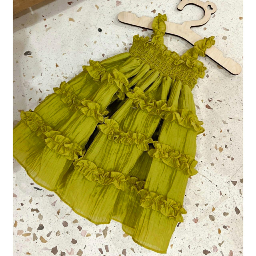 Váy công chúa cho bé vải đũi mùa hè