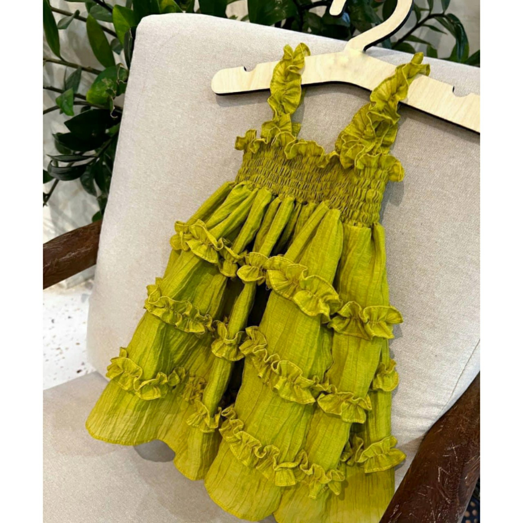 Váy công chúa cho bé vải đũi mùa hè