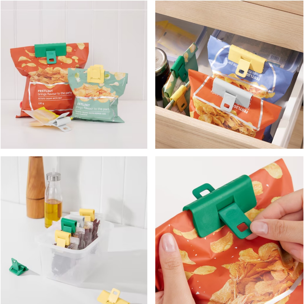 Bộ 9 kẹp cặp miệng túi thực phẩm Oringabborre IKEA