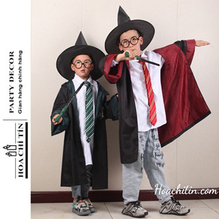 Trọn Bộ Áo Choàng Harry Potter cho bé + đũa phép Thuật đèn + mắt kính + nón