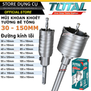 30-150mm mũi khoan khoét lỗ bê tông total | mũi khoan rút lõi bê tông dài 110mm thép tct cao cấp tac430301 tac430351 tac