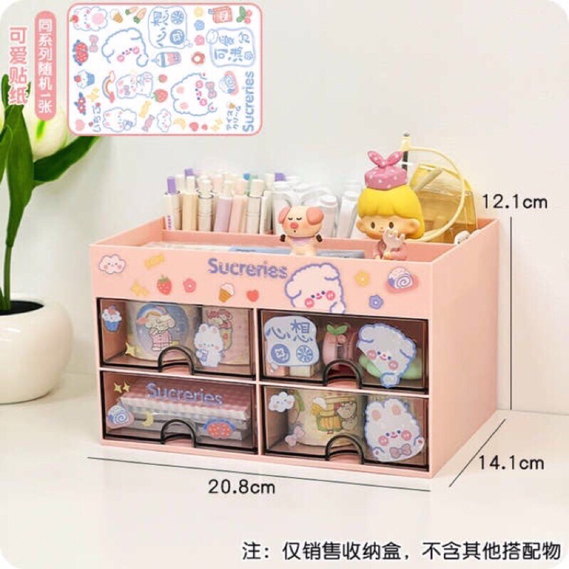 Kệ Hộp Đựng Bút Để Bàn Dạng Ngăn Kéo Đa Năng Kiểu Dáng Đơn Giản Dễ Thương Dành Cho Học Sinh