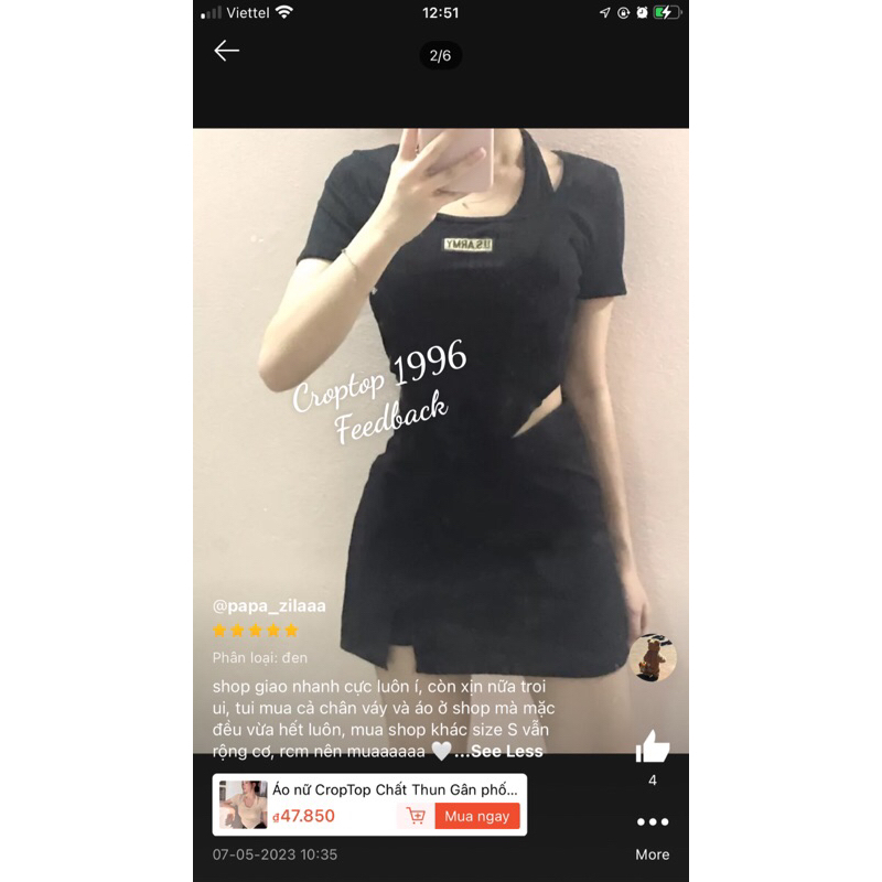 Chân váy ngắn xẻ đùi chất tuyết mưa form chữ A dáng xuông che bụng