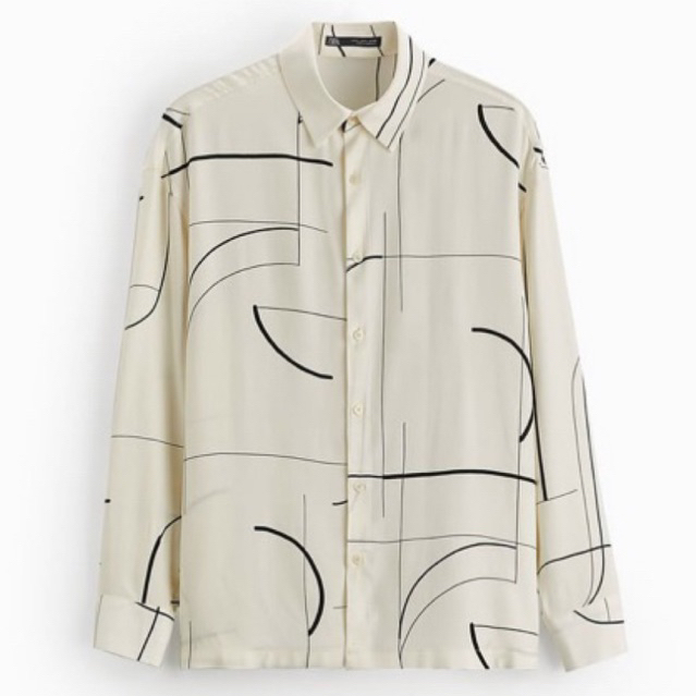 Áo sơ mi dài tay Zara authentic GEOMETRIC PRINT size S