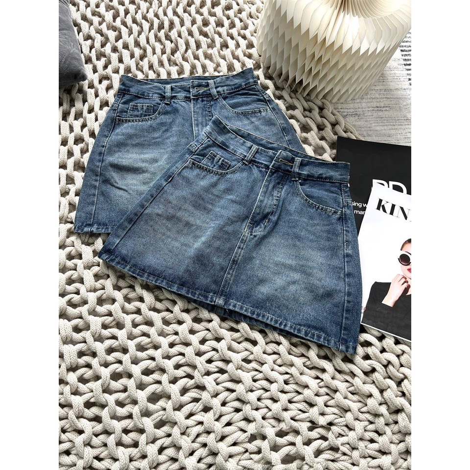 Chân váy jean chữ A, dáng Y2K BASIC CẠP CAO TÔN DÁNG