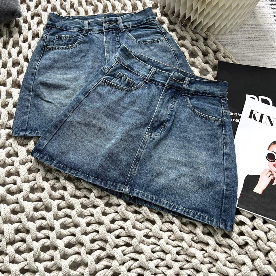 Chân váy jean chữ A, dáng Y2K BASIC CẠP CAO TÔN DÁNG