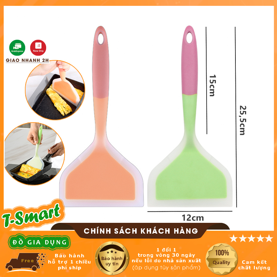 Xẻng Spatula Silicon Cứng Cáp Lật Trứng, Thức Ăn, Làm Bánh Kếp Tiện Lợi An Toàn - Chịu Nhiệt Cao