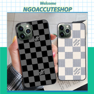 Ốp lưng iphone 11-iphone 11 pro-iphone 11 pro max in hình thương hiệu lv, họa tiết ô vuông caro bảo vệ camera