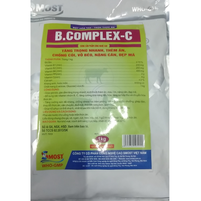 B.Complex C Tăng đề kháng, chống stress, giúp thèm ăn gói 1kg chứa 5 gói x200g