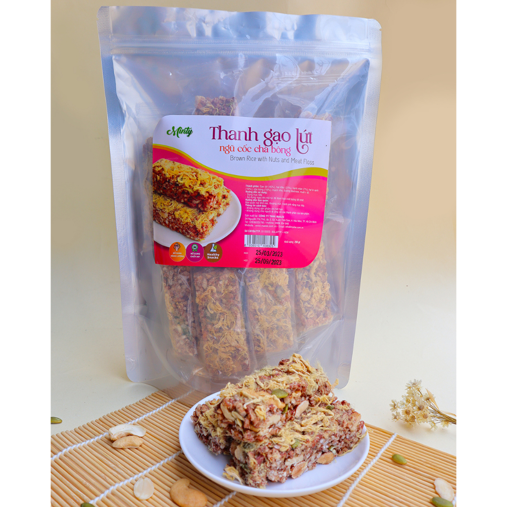 Thanh gạo lứt ngũ cốc chà bông Minty gói 250 gram