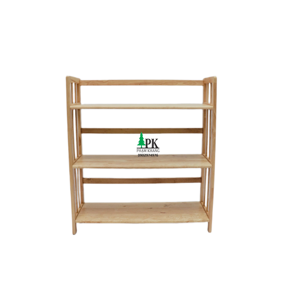 Kệ sách gỗ 3 tầng Phạm Khang - Gỗ cao su màu Tự Nhiên/ Vàng Cherry - Nhiều kích thước 38/ 50/ 64/ 80/ 90/ 100