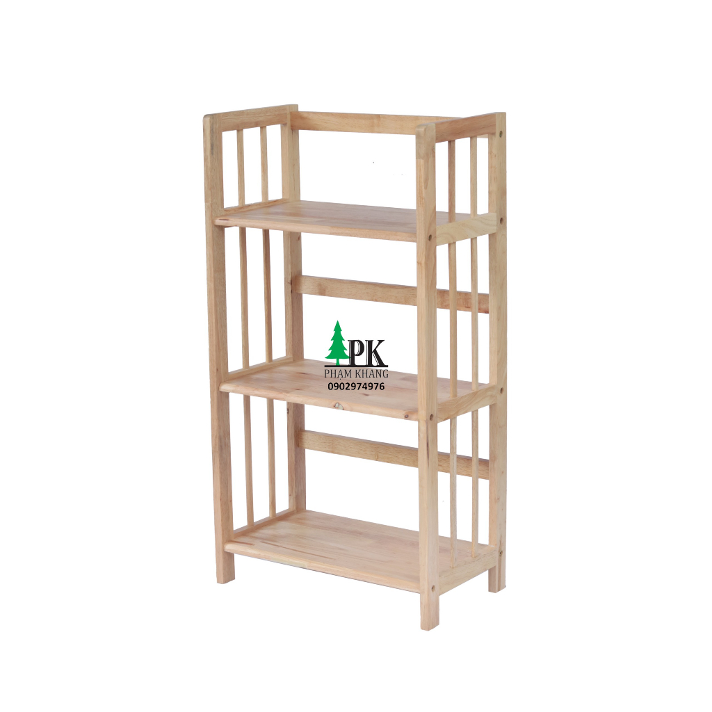 Kệ sách gỗ 3 tầng Phạm Khang - Gỗ cao su màu Tự Nhiên/ Vàng Cherry - Nhiều kích thước 38/ 50/ 64/ 80/ 90/ 100