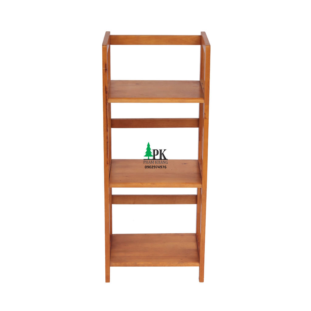 Kệ sách gỗ 3 tầng Phạm Khang - Gỗ cao su màu Tự Nhiên/ Vàng Cherry - Nhiều kích thước 38/ 50/ 64/ 80/ 90/ 100