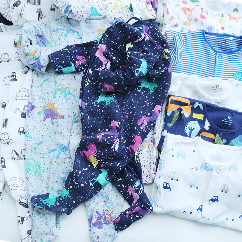 Sleepsuit cho bé NEXT 3 tháng - 12 tháng cotton áo liền quần cho bé body sleep xuất dư bộ đồ ngủ cho bé body liền tất